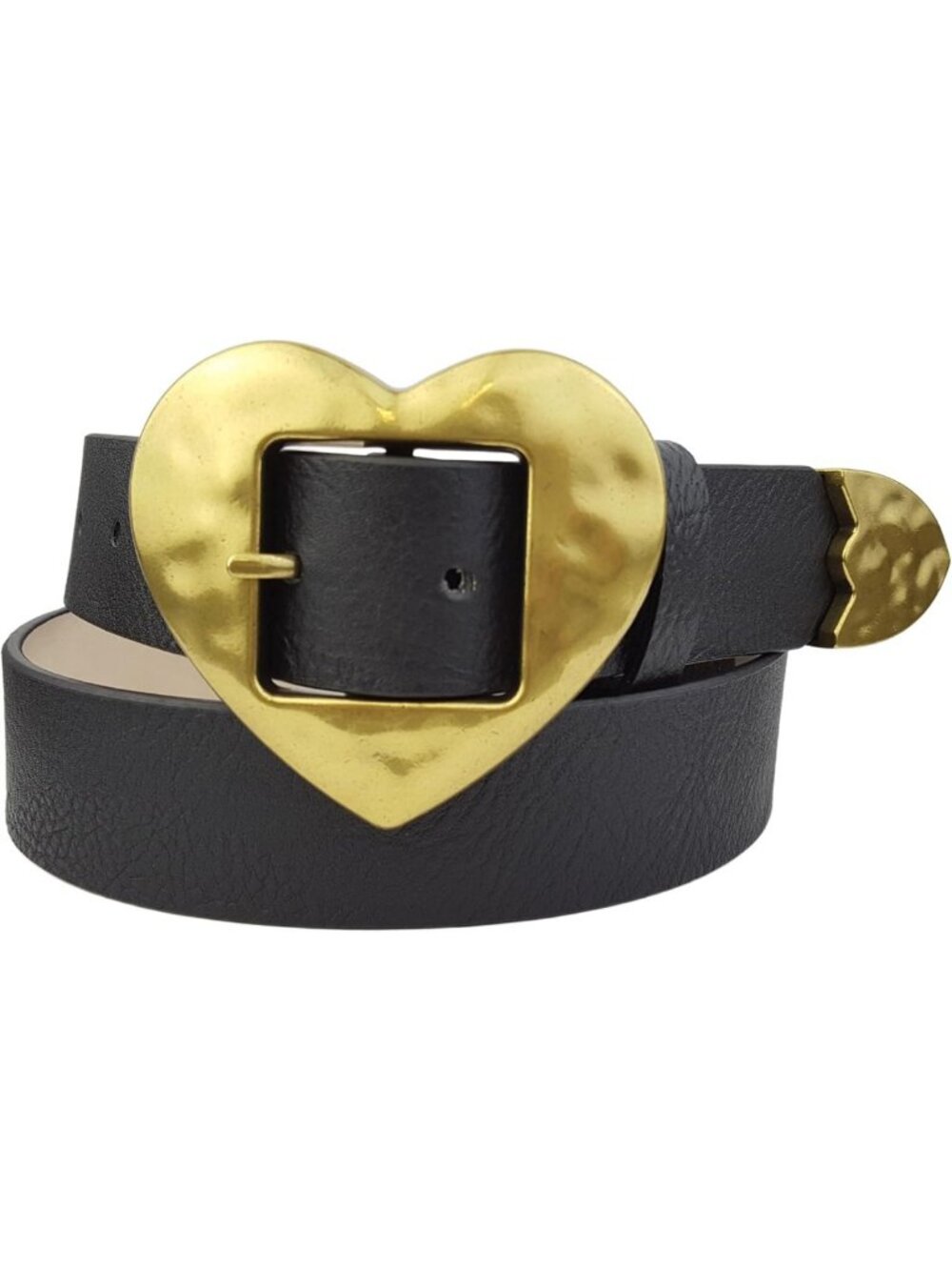 Chic Vintage Gold Heart Buckle Belt with Tip - Perfect for Boho Style Outfits